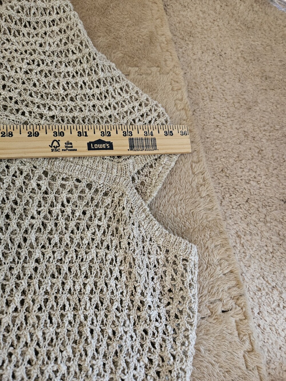 Eileen Fisher Light Beige relaxed Open-Knit Women's Shawl Sweater Sz XL - Picture 4 of 10